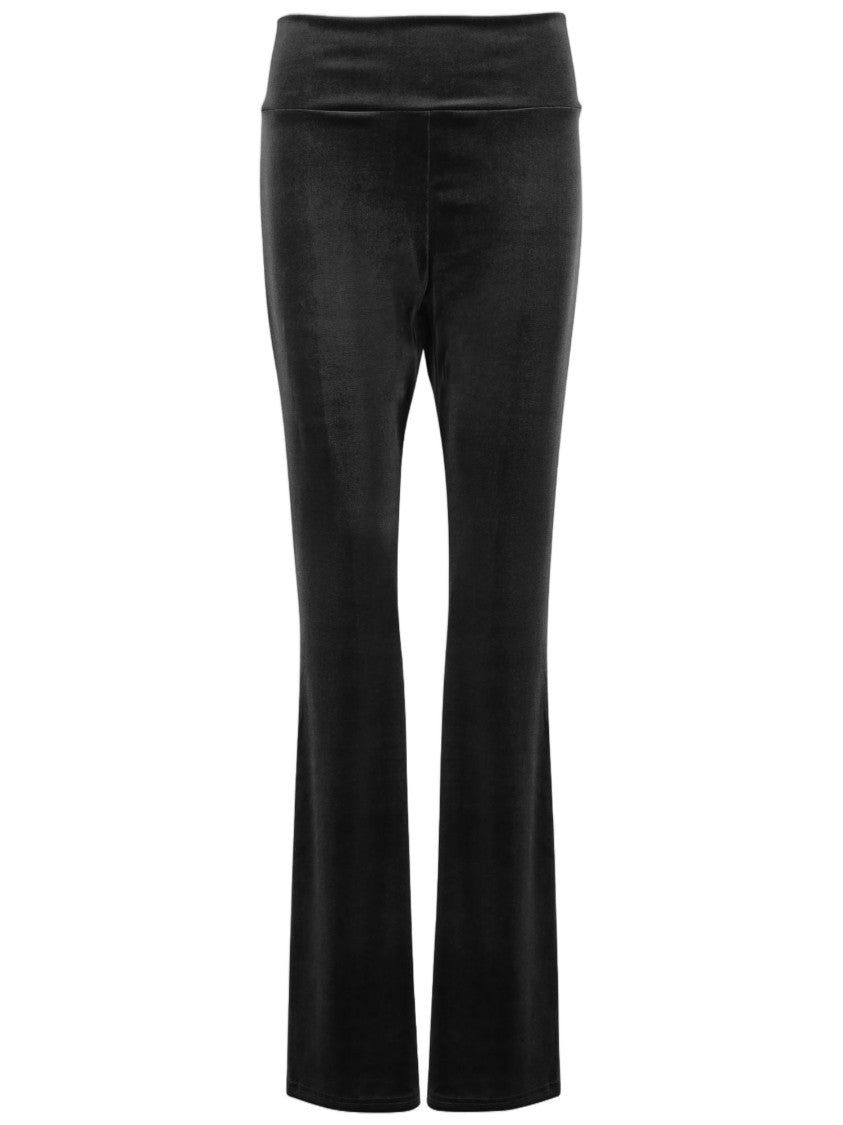Don't @ Me Black High-Waist Slim Fit Stretch Nylon Flared Pants