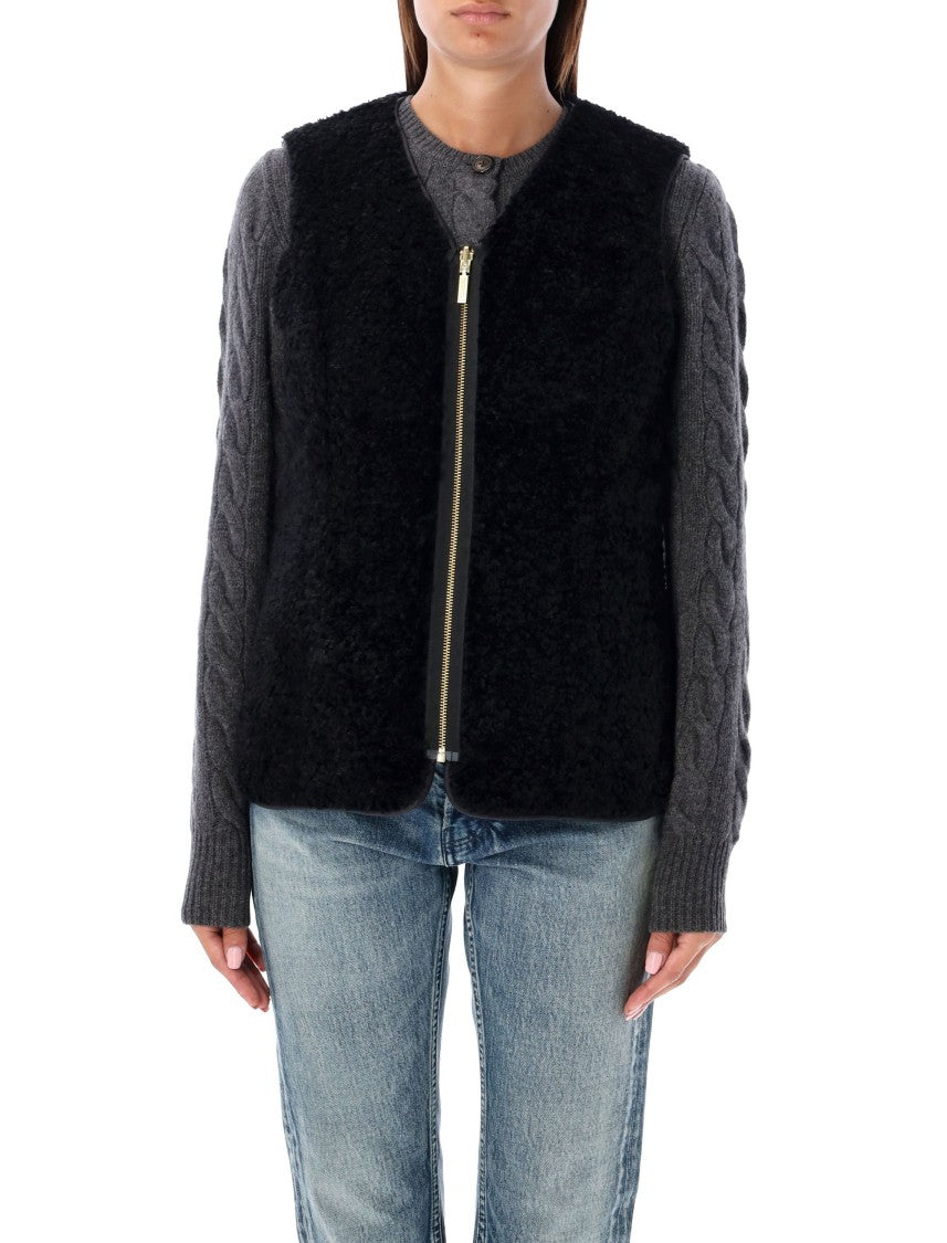 Barbour Reversible Quilted Nylon Cable-Knit Sleeve Jacket
