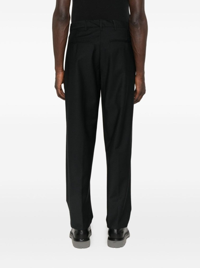 White Sand Straight-Leg Tailored Trousers With Classic Waistband