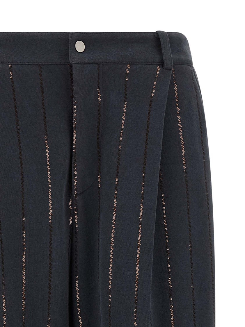 Brunello Cucinelli Dazzling Chalk Stripe Embroidery' Trouser