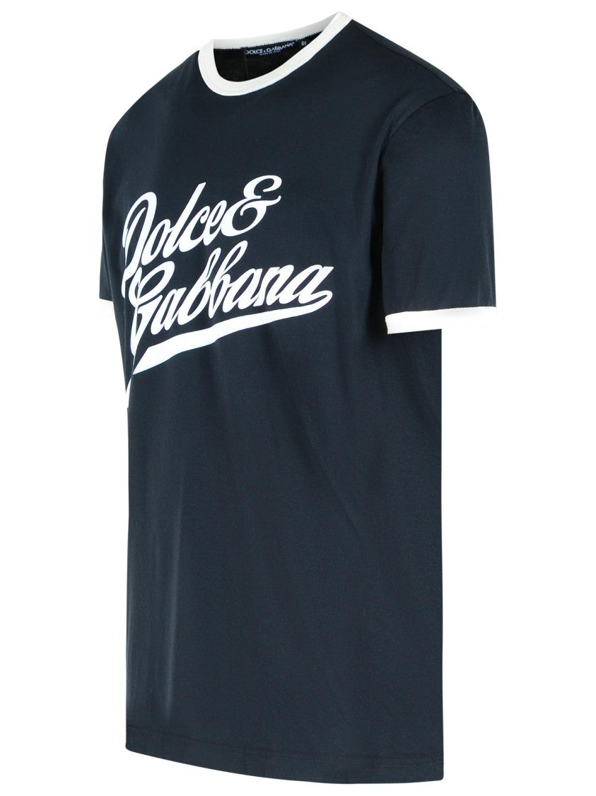 Dolce & Gabbana Navy Cotton T-Shirt
