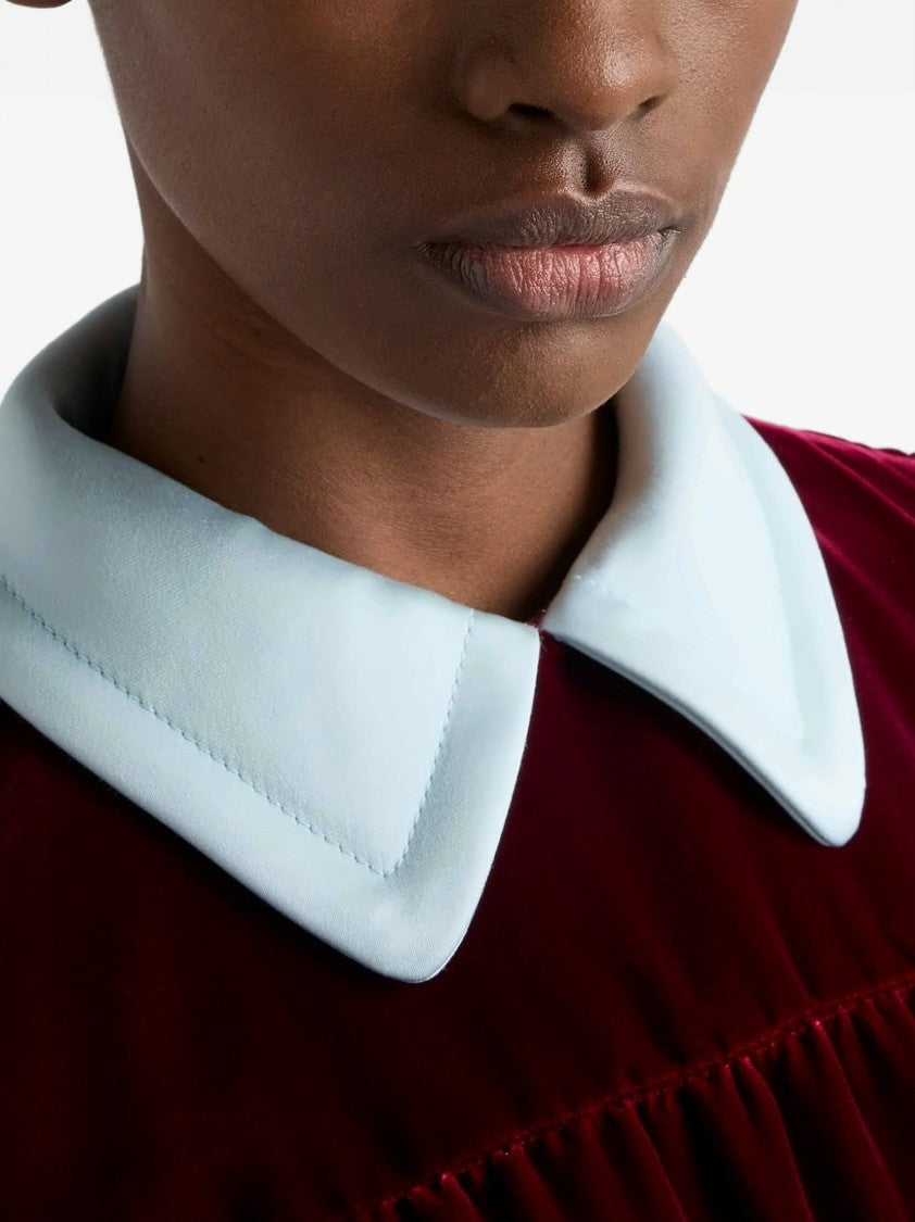 Prada Black Removable Collar Velvet Textured Top