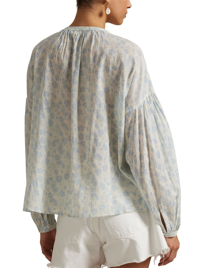 Polo Ralph Lauren Faded Green Floral Print Blouse