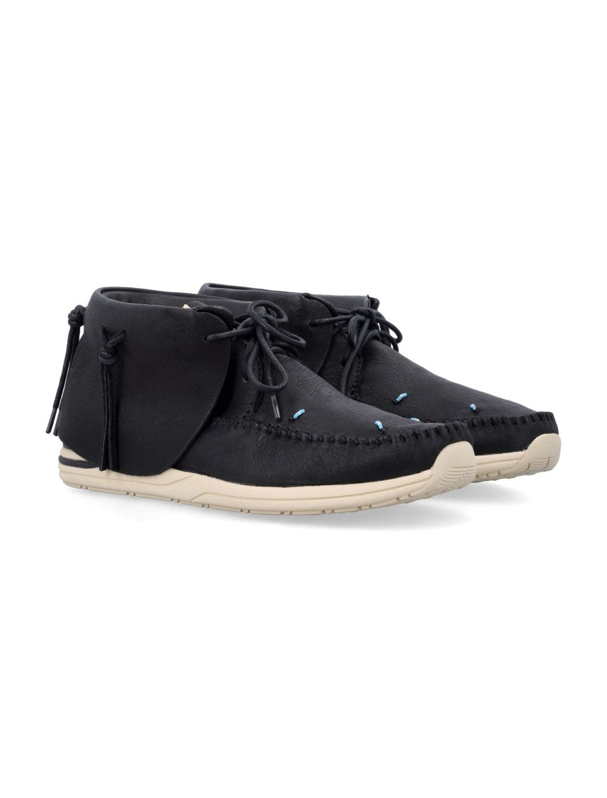 Visvim Fbt Lhamo-Folk Moccasin-Inspired Black Ankle Shoes