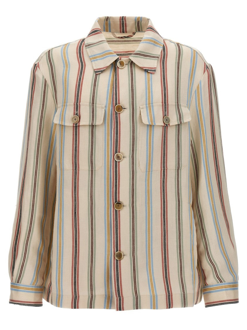 Etro Relaxed Fit Striped Linen Overshirt
