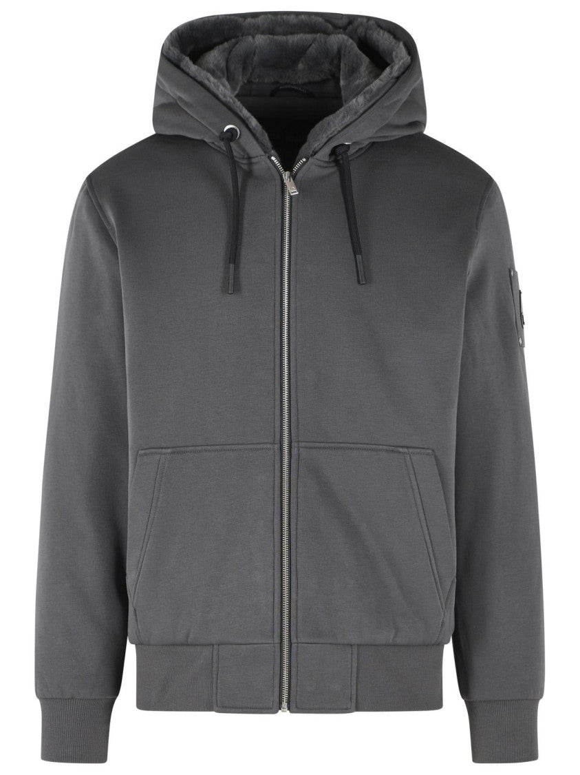 Moose Knuckles Signature Grey Cotton Blend Moose Knuckles Sweatshirt With Removable Insert