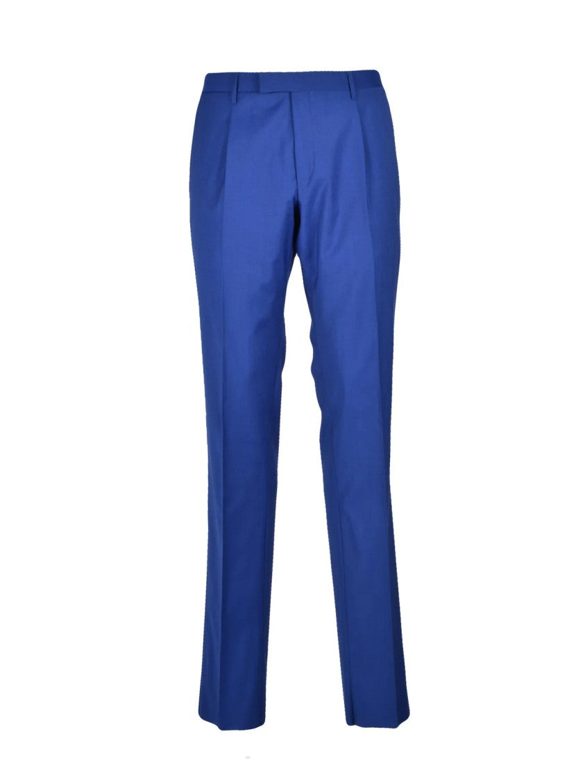 Cc Collection Corneliani Royal Blue Tailored Double-Breasted Wool-Blend Suit