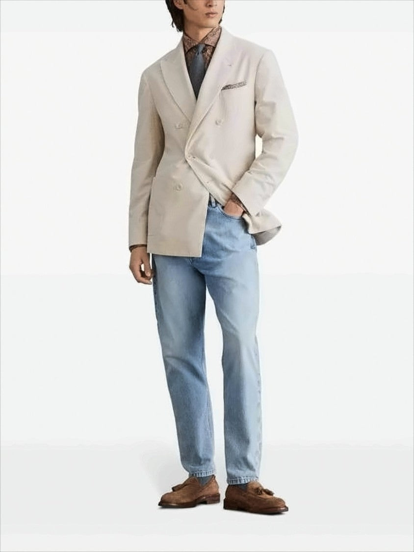 Brunello Cucinelli Light Blue Straight-Leg Denim Pants