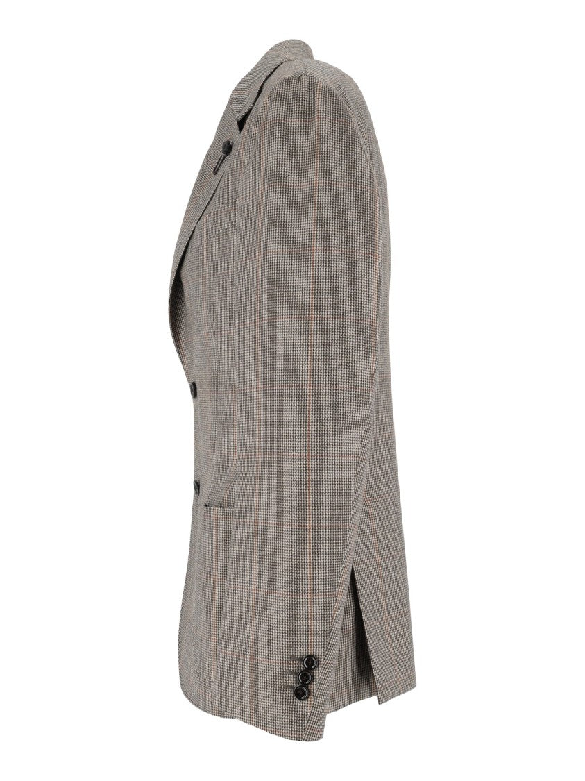 Lardini Virgin Wool Checkered Tailored Blazer