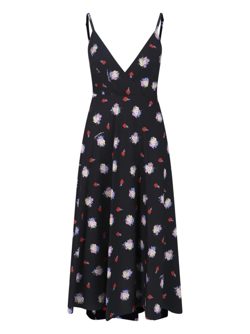 Dolce & Gabbana Black Floral Silk Midi Dress