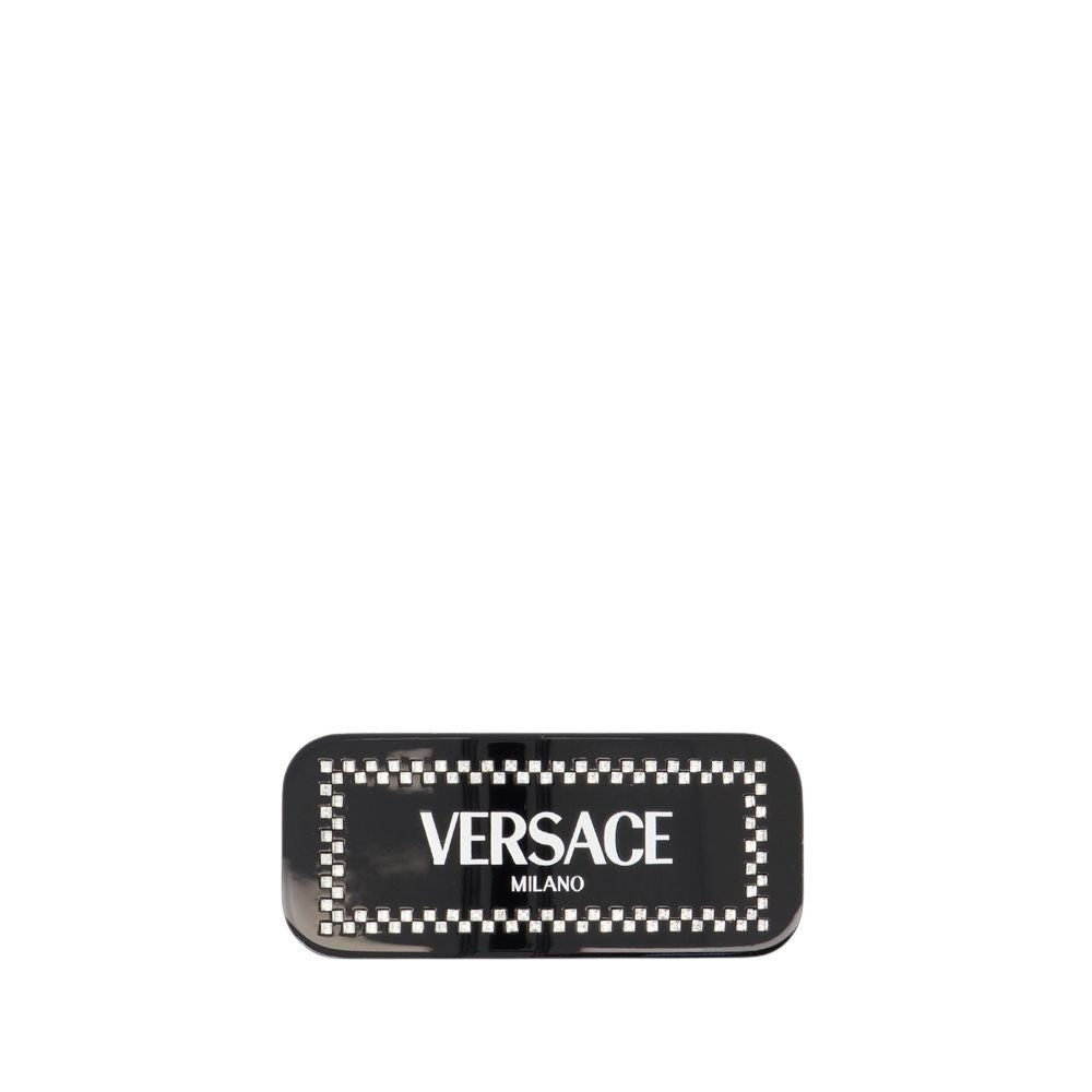 Versace Black Pvc Hair Clip With Sparkling Embellishments