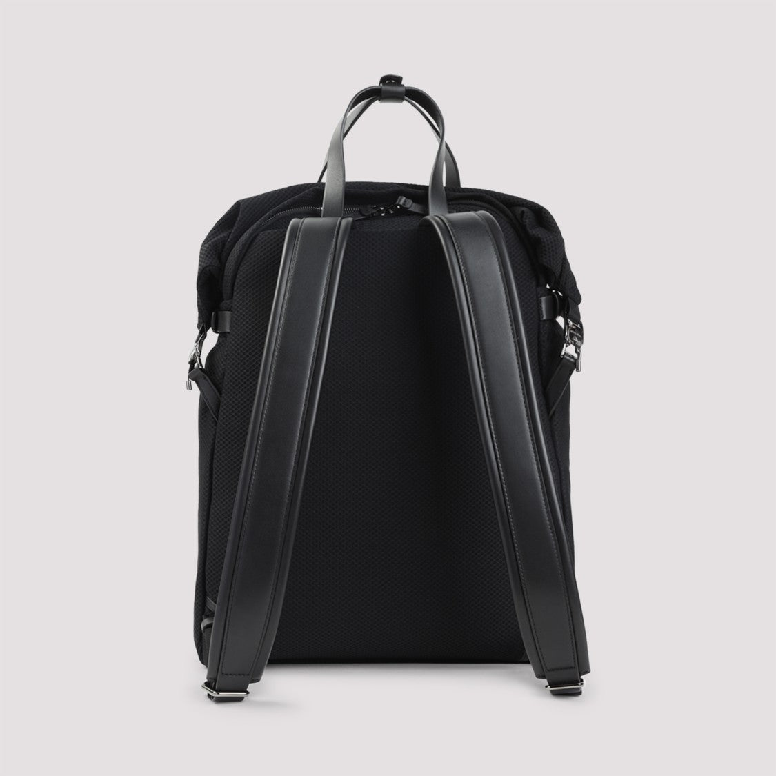 Giorgio Armani Structured Black Bucket Bag With Textured Fabric And Leather Accents