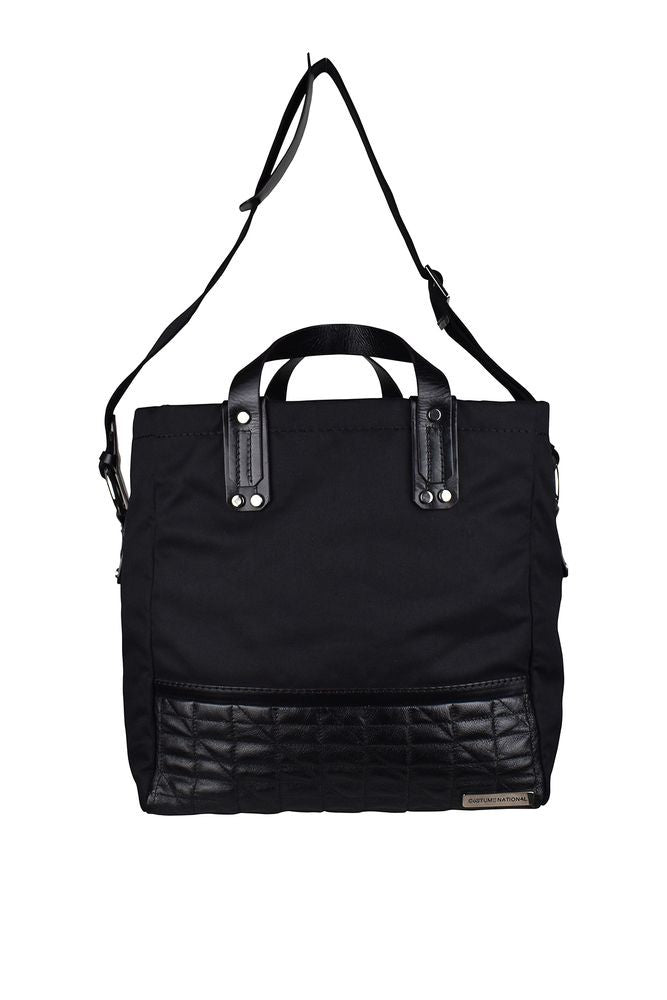 Costume National Black Nylon Tote Bag With Leather Accents