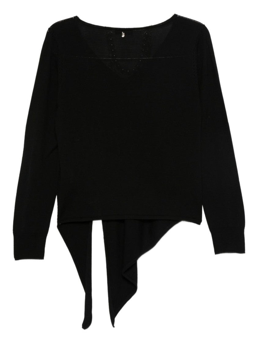 Liu Jo Asymmetrical Hemline Black Knit Sweater