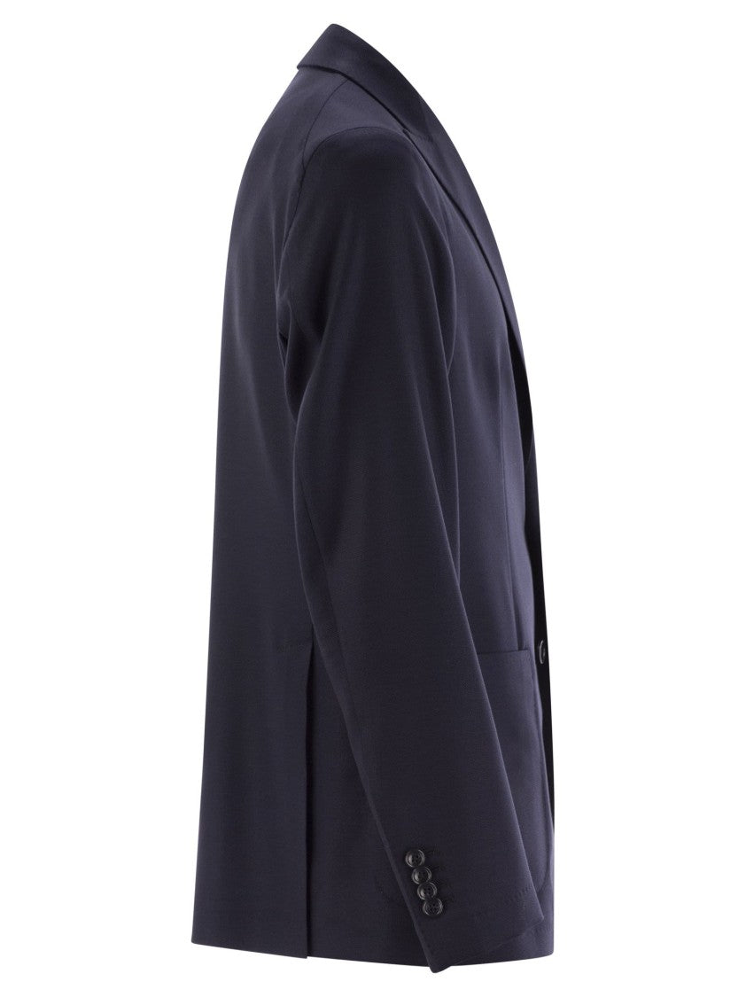 Tagliatore Two-Button Black Wool Jacket With Revered Collar