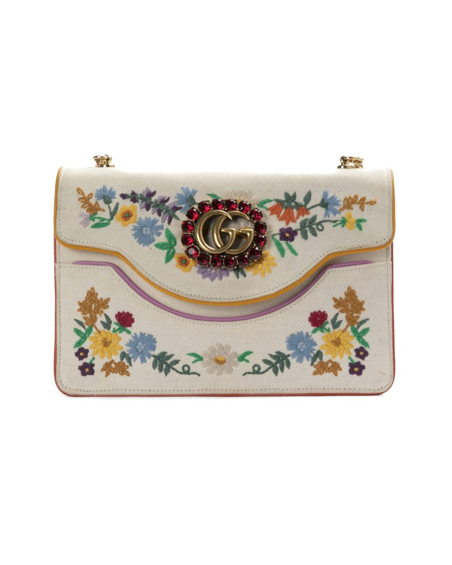 Gucci Small Gg Embroidery Clutch In White