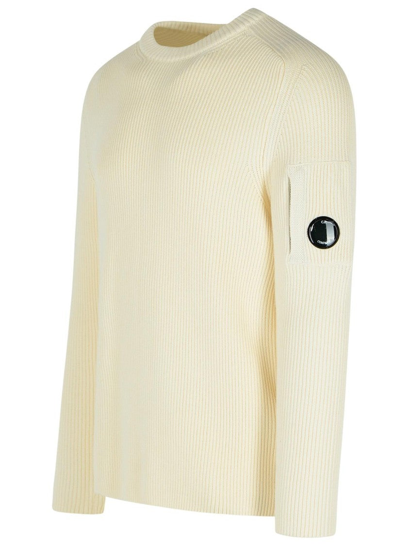 C.P. Company Full Rib' White Cotton Blend Sweater