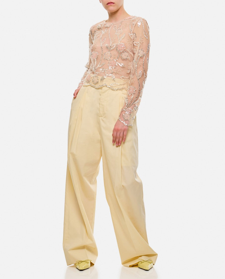 Bottega Veneta Wide Silk And Cotton Trousers