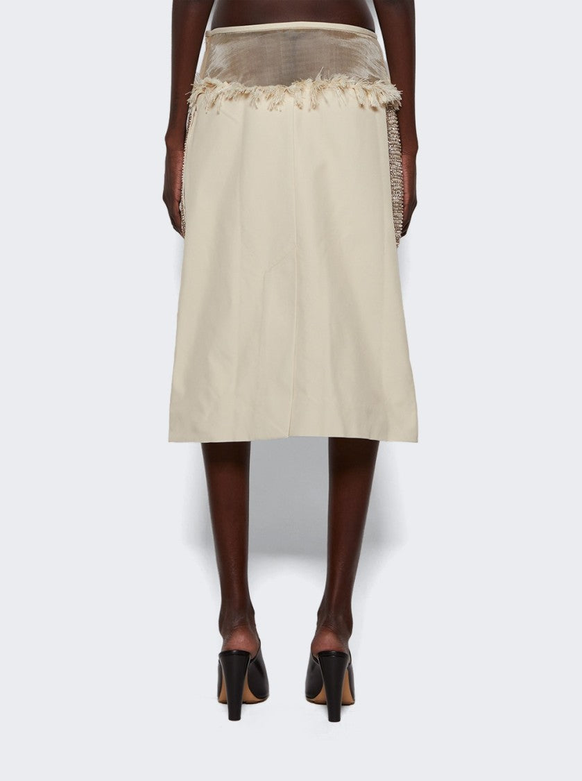 Christopher Esber Shredded Drop Waist Crystal Crochet Skirt