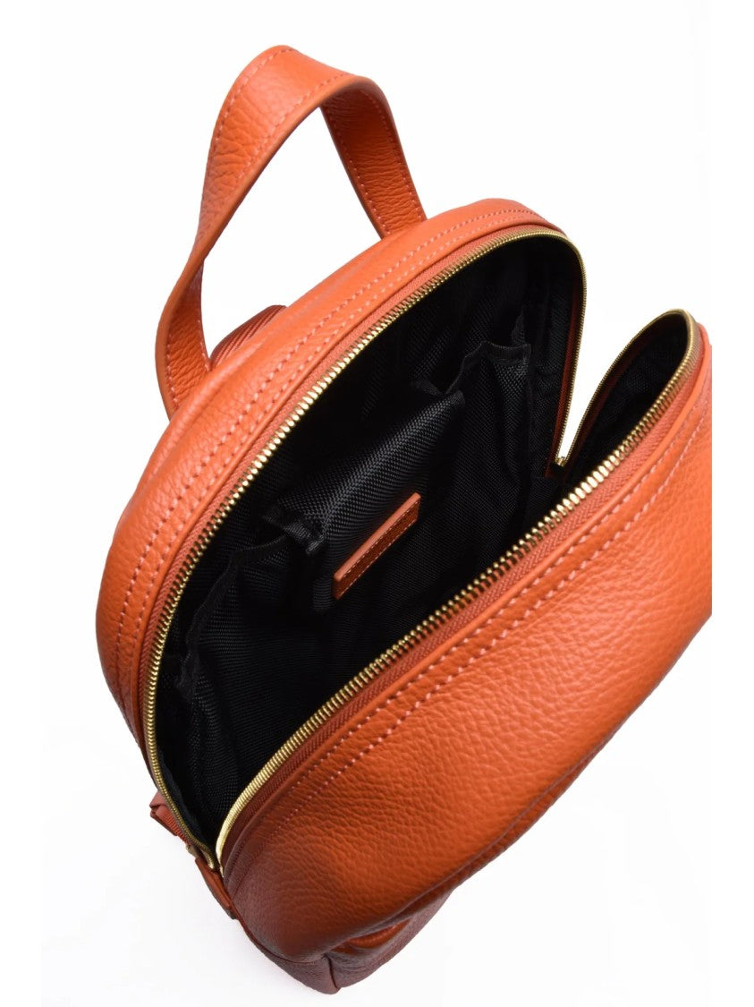 A. G. Spalding & Bros. Orange Structured Zip Leather Backpack