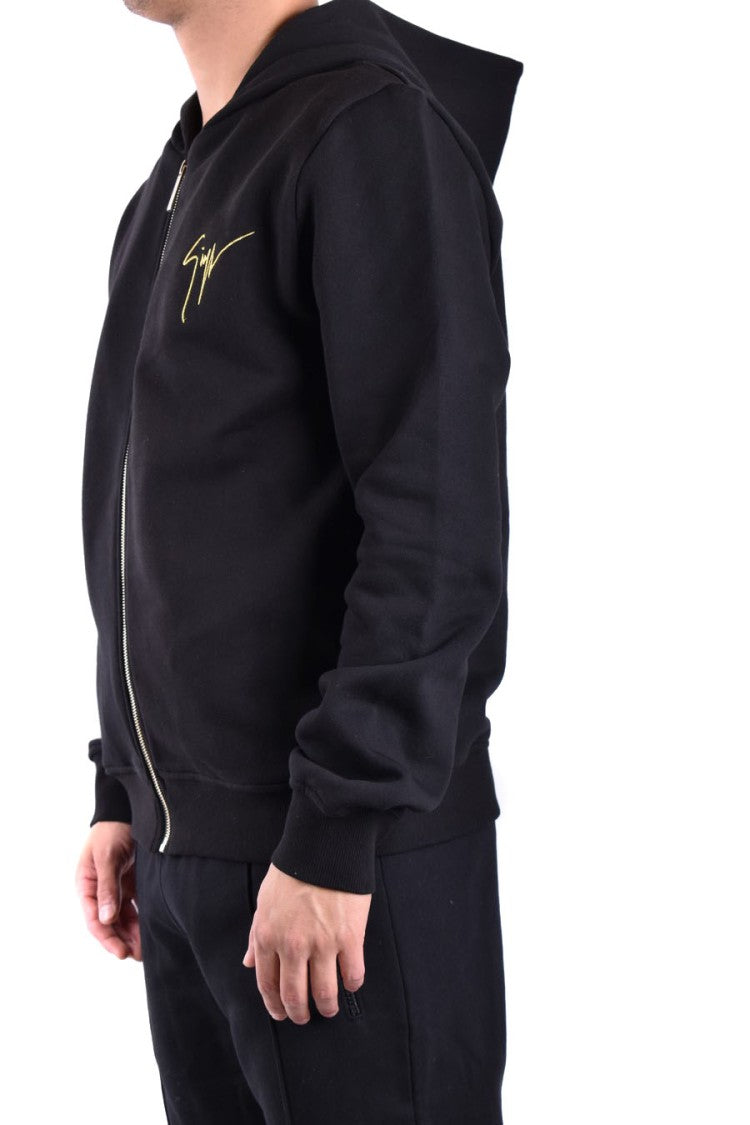 Giuseppe Zanotti Black Cotton Jacket With Hood