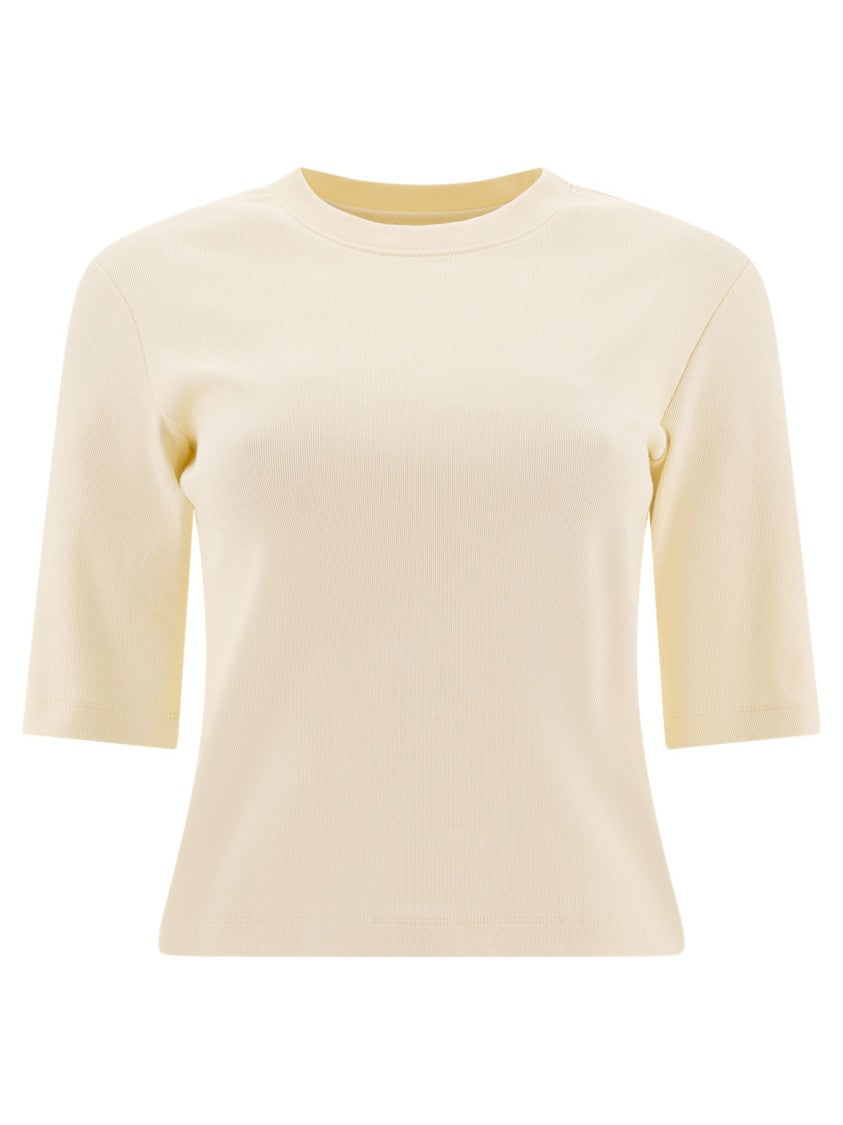 Sandbeige Soft Cotton-Elastane Blend T-Shirt With Classic Design