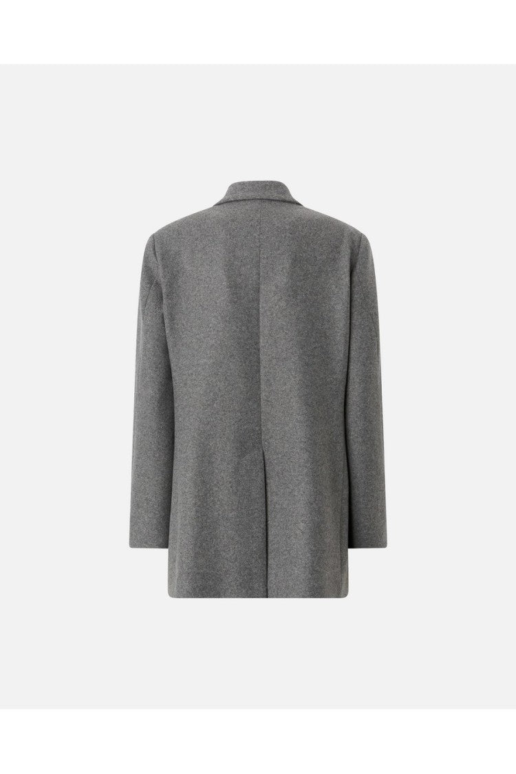 Pinko Grey Double-Breasted Peak Lapel Polyester-Blend Blazer