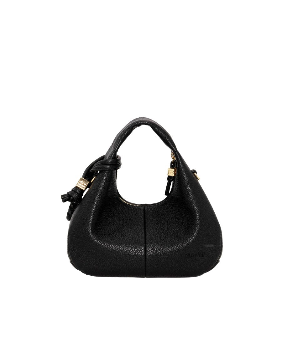 Ganni Mini Hobo Bag With Adjustable Strap And Decorative Mirror Tag