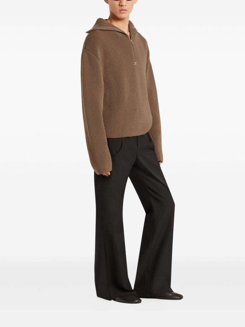 Courrèges Funnel Neck Sweater With Half-Zip Fastening