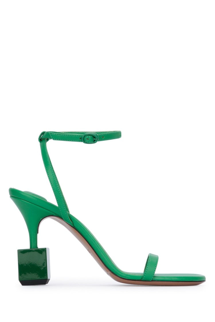 Jacquemus Sleek Green Sandals With Square Block Heel