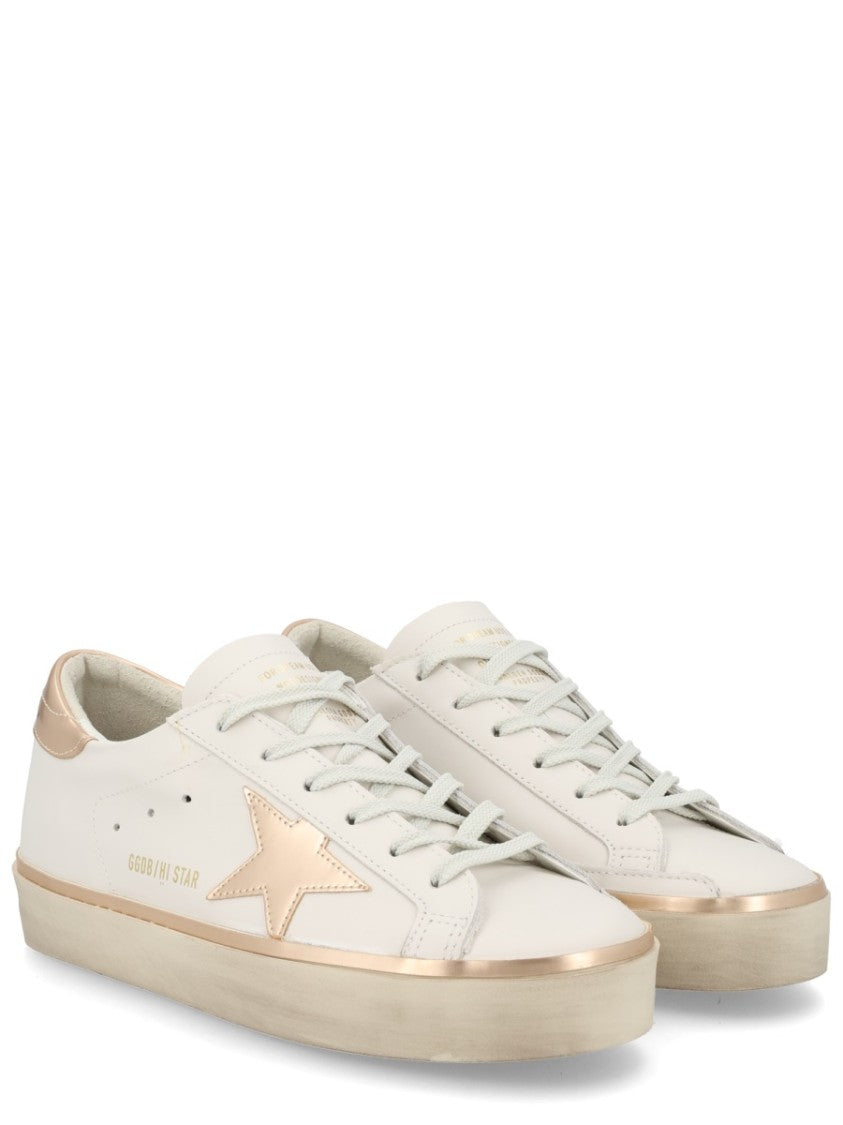 Golden Goose Hi Star Cow Leather Gold Sneakers