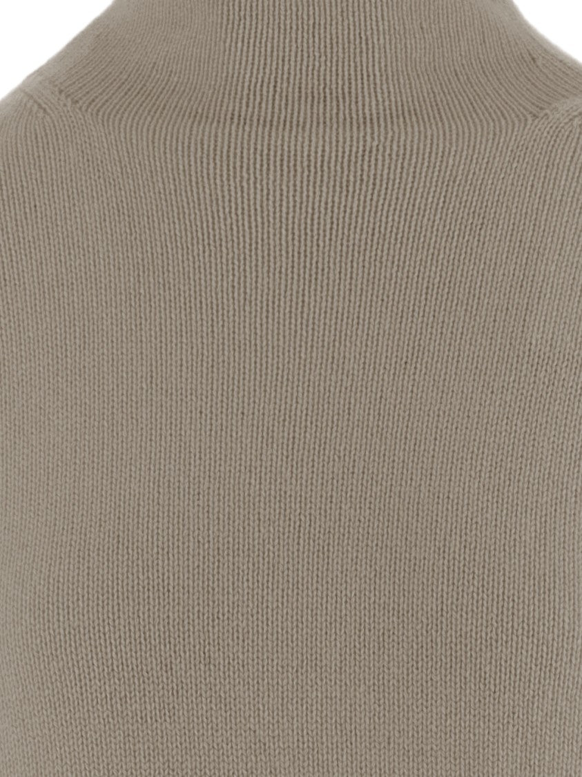 Allude Beige Patterned Knit Turtleneck Cashmere Sweater