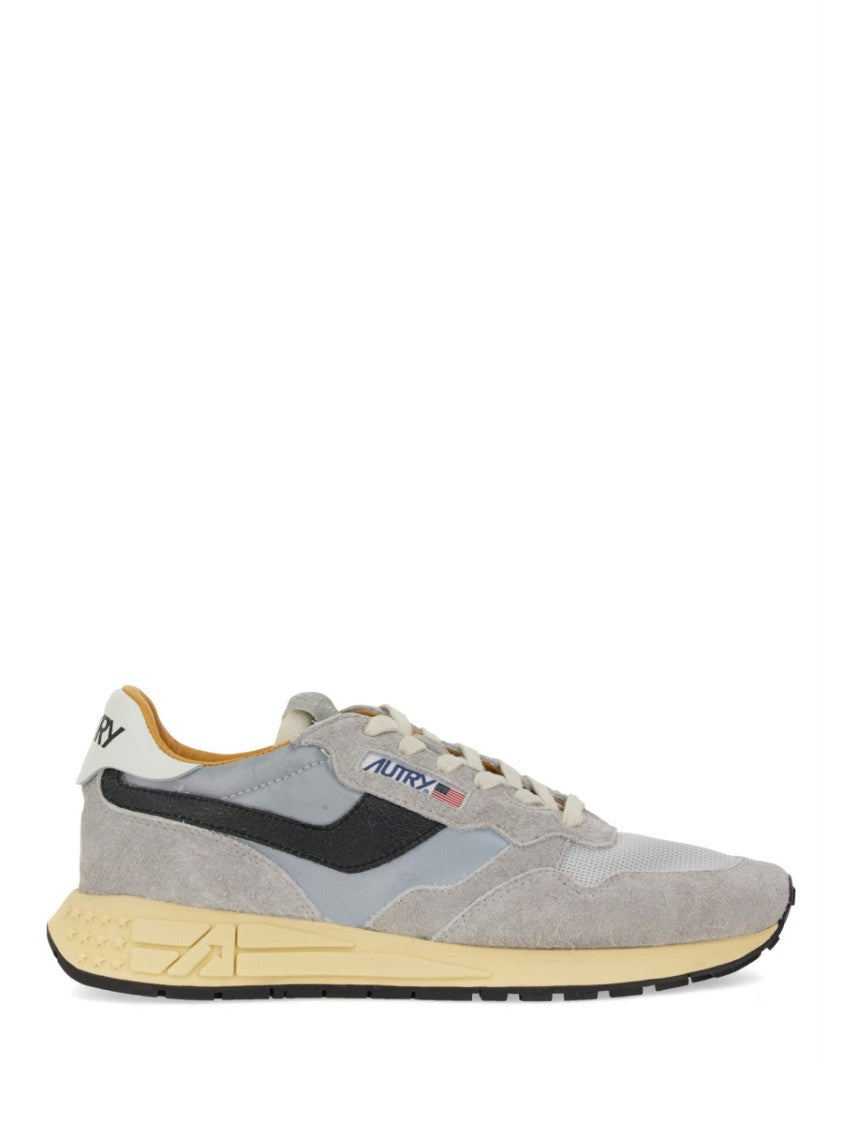 Autry Layered Nylon And Cow Leather Sneaker With Textured Sole