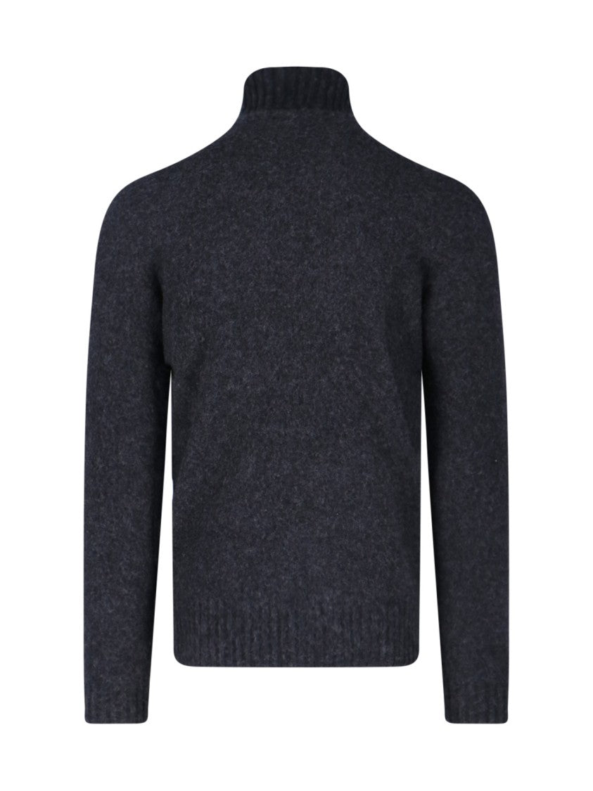 Drumohr Dark Grey High-Neck Wool Sweater