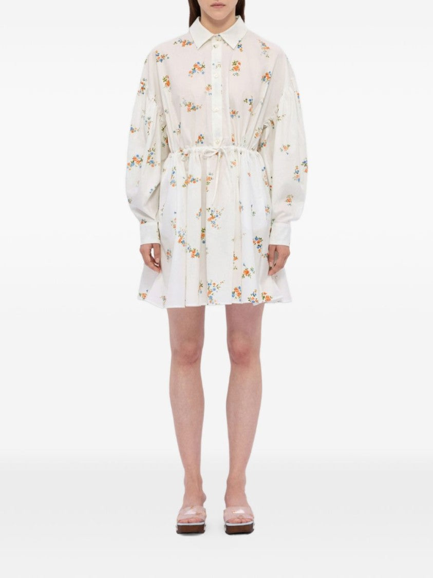 Msgm Floral Print Gathered Mini Dress