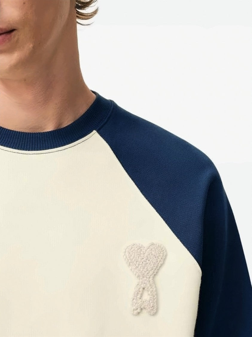 Ami Paris Color-Block Long Sleeve Sweatshirt