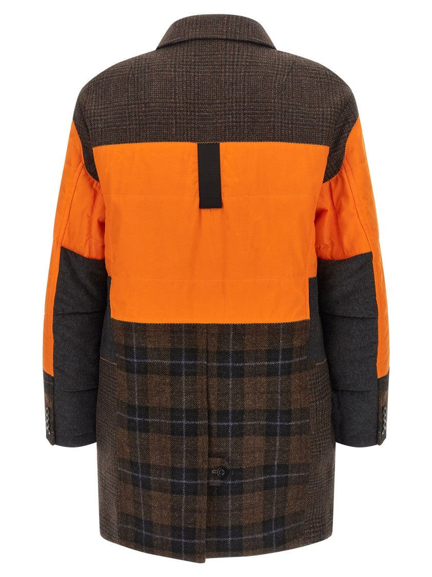 Junya Watanabe Patchwork Long Coat With Dual Button Closure