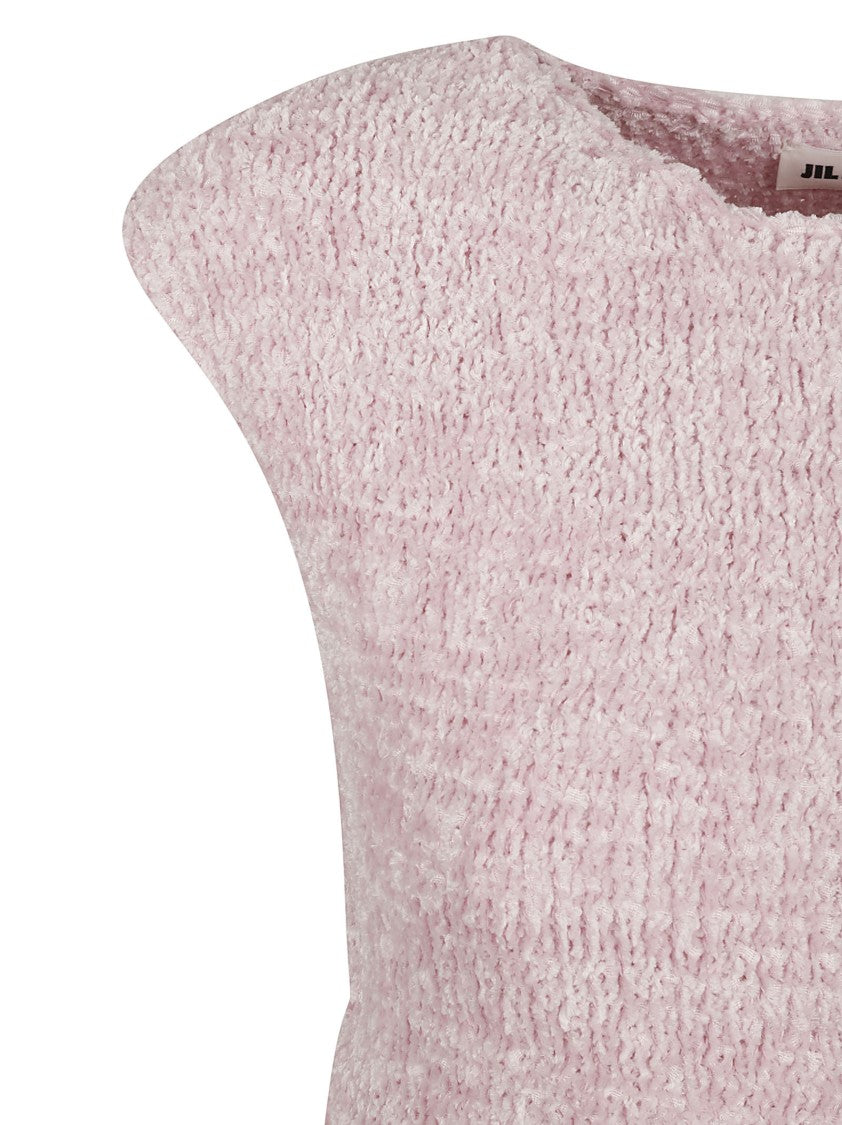 Jil Sander Cut-Out Waist Purple Dress With Textured Fabric