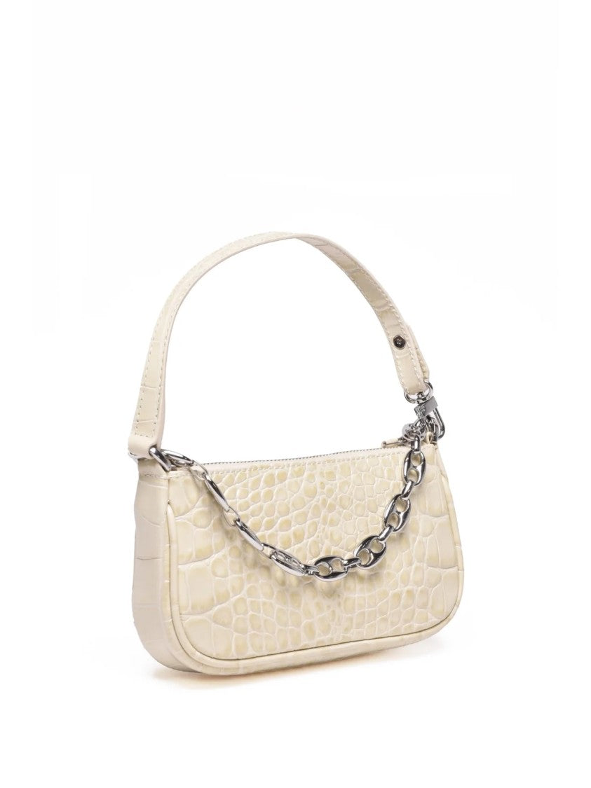 By Far Cream Mini Rachel Crocodile Embossed Leather Handbag