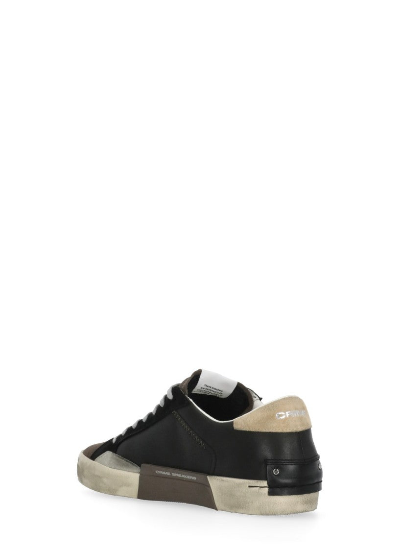 Crime London Black Distressed Used Effect Sneakers