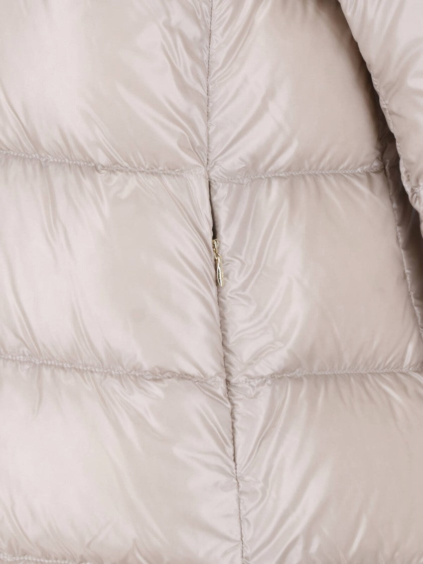 Herno Cream Shearling Collar Padded Down Coat