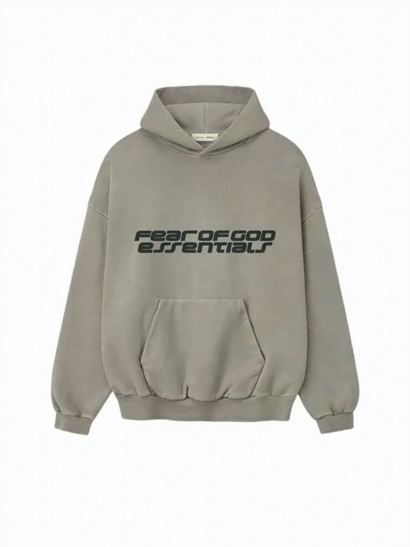 Fear Of God Relaxed-Fit Taupe Hoodie With Modern Typography