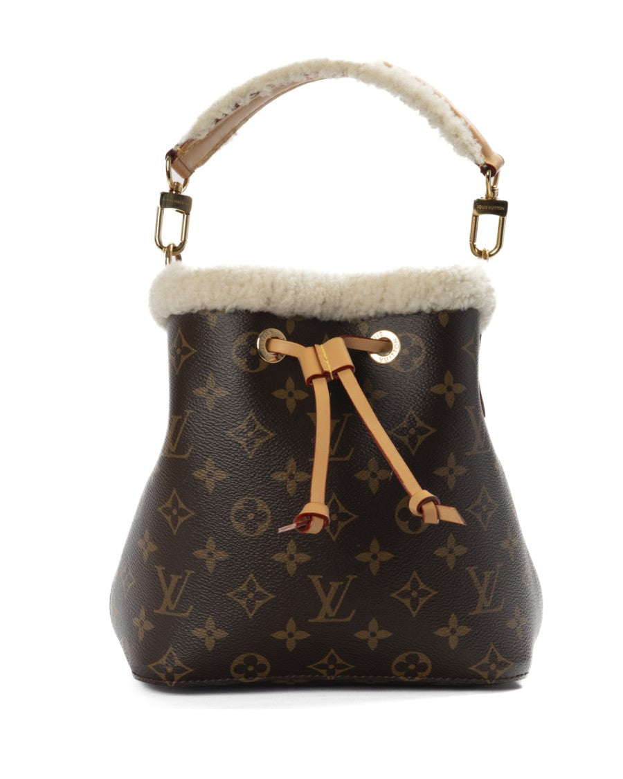 Louis Vuitton Brown Shearling Monogram Noénoé Bb Bucket Bag