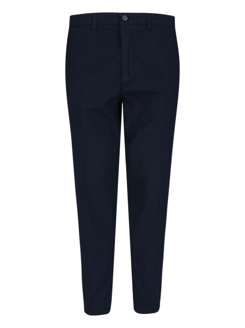 Cruna Navy Cotton Chinos With Straight Leg Design