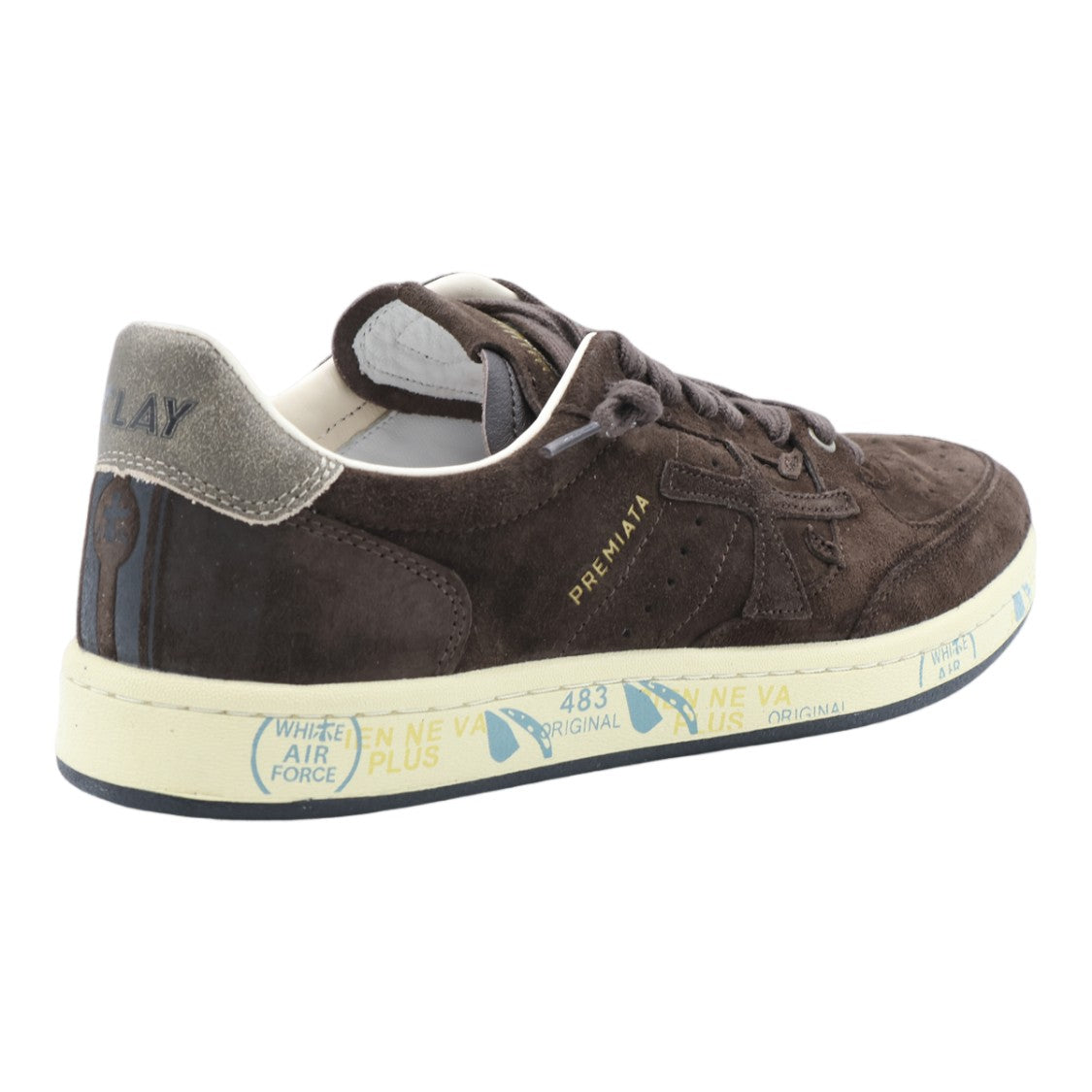 Premiata Dark Brown Suede Contrast Sole Sneakers