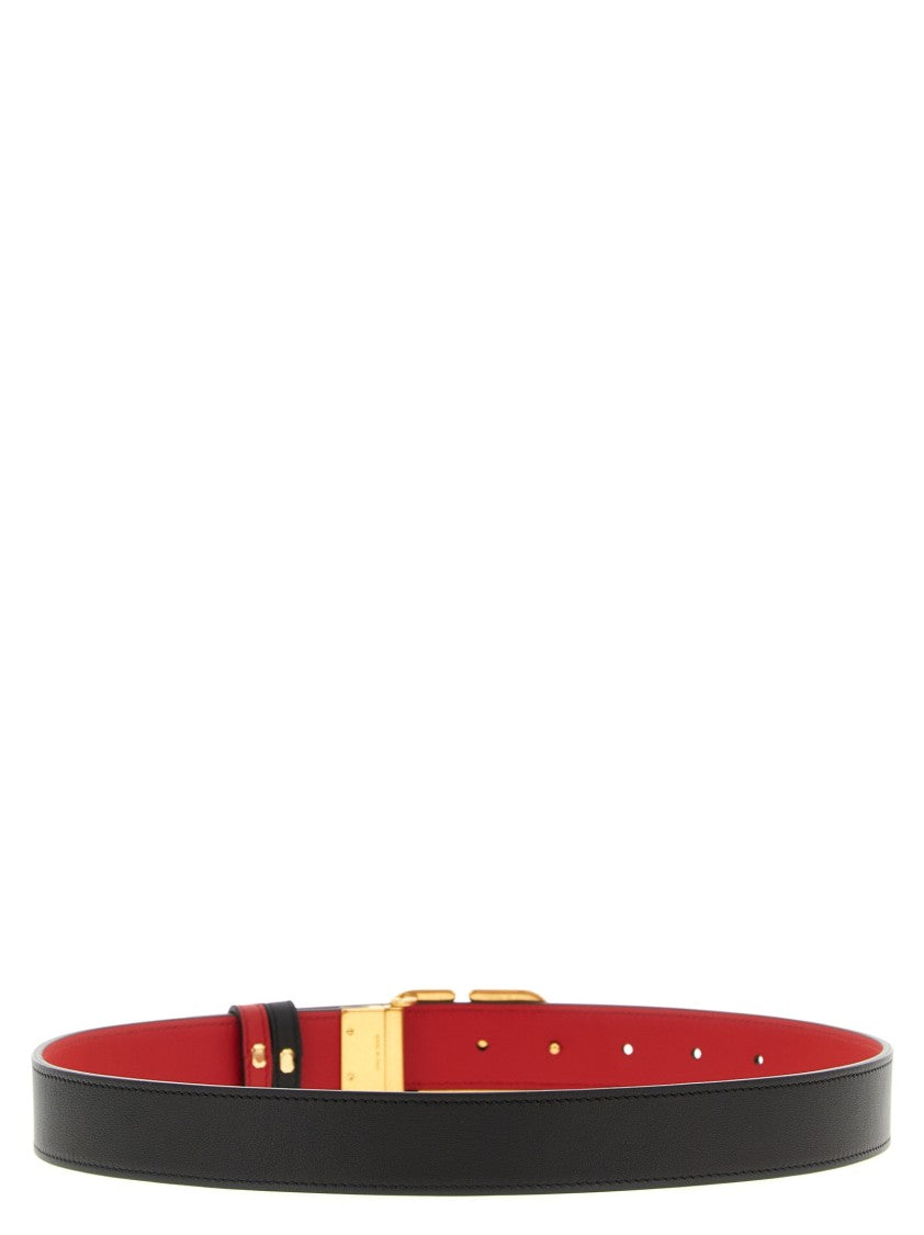 Valentino Garavani Reversible Leather Belt With Signature Brass Vlogo Buckle