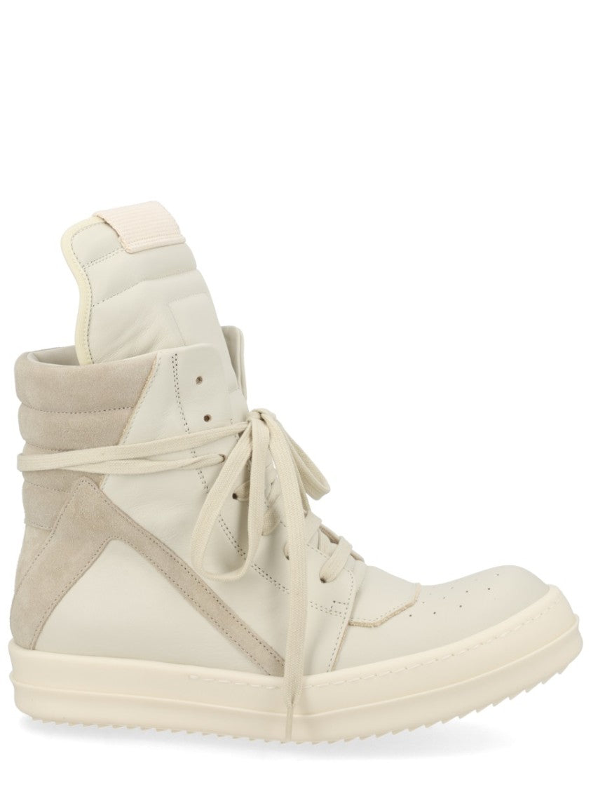Rick Owens Geobasket High-Top Suede Panels Sneakers
