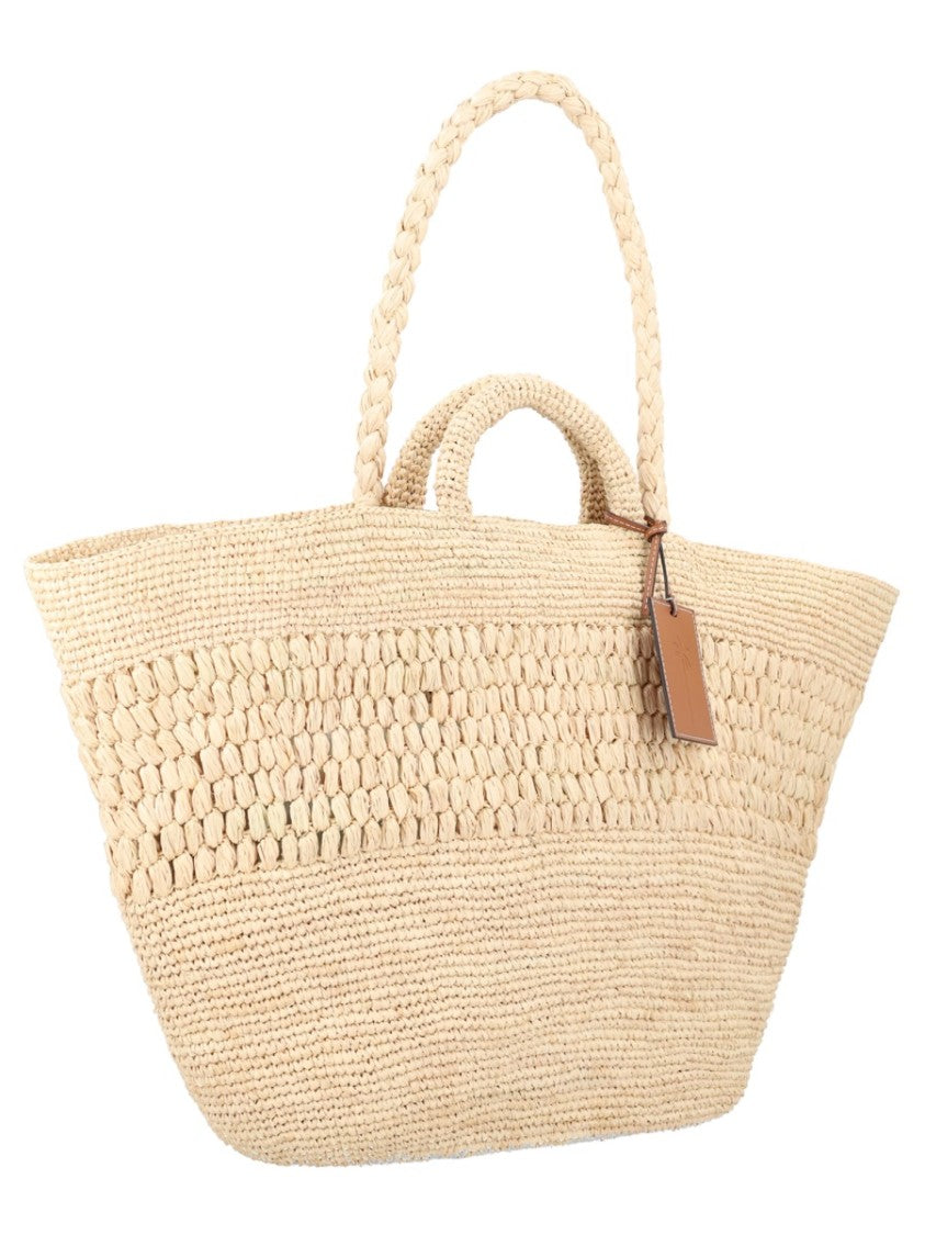 Manebi Fiji Woven Raffia Large Tote Bag