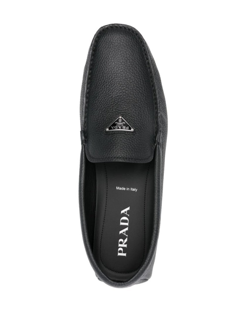 Prada Black Calf Leather Slip-On Loafers
