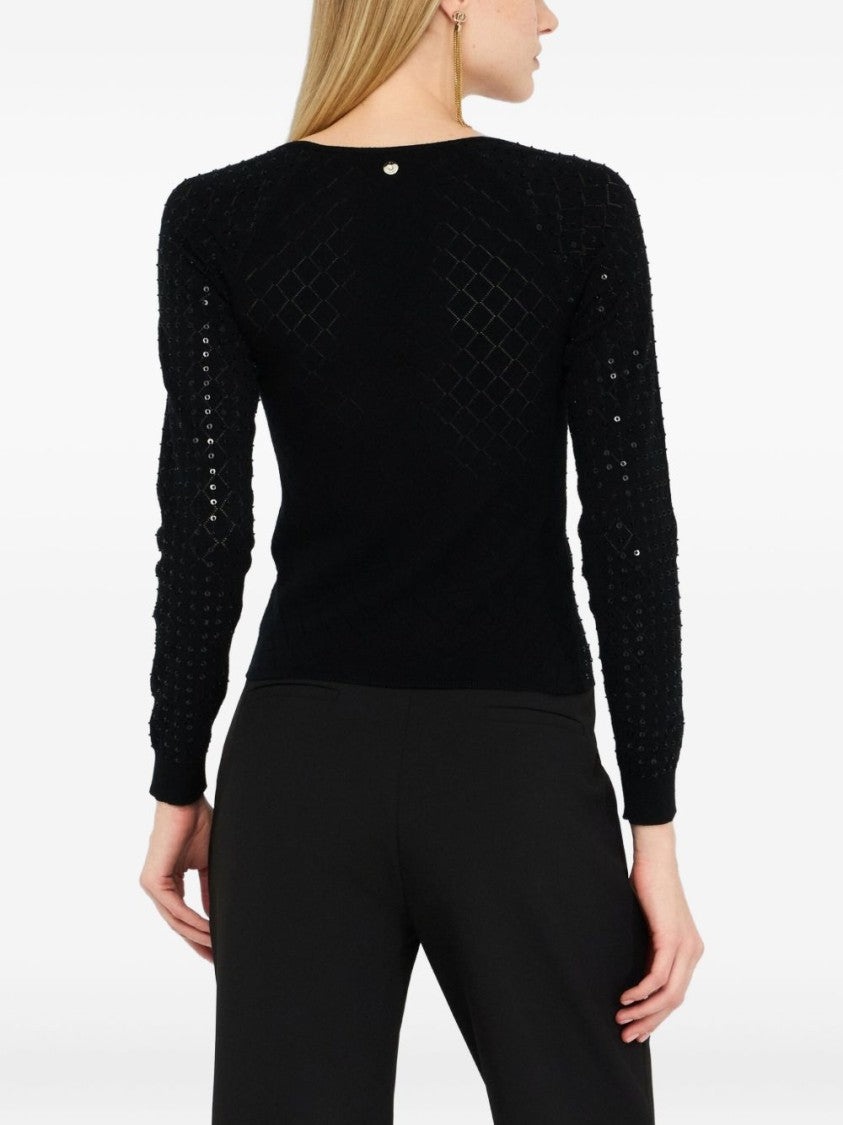 Liu Jo Fitted Black Sweater With Subtle Sequins